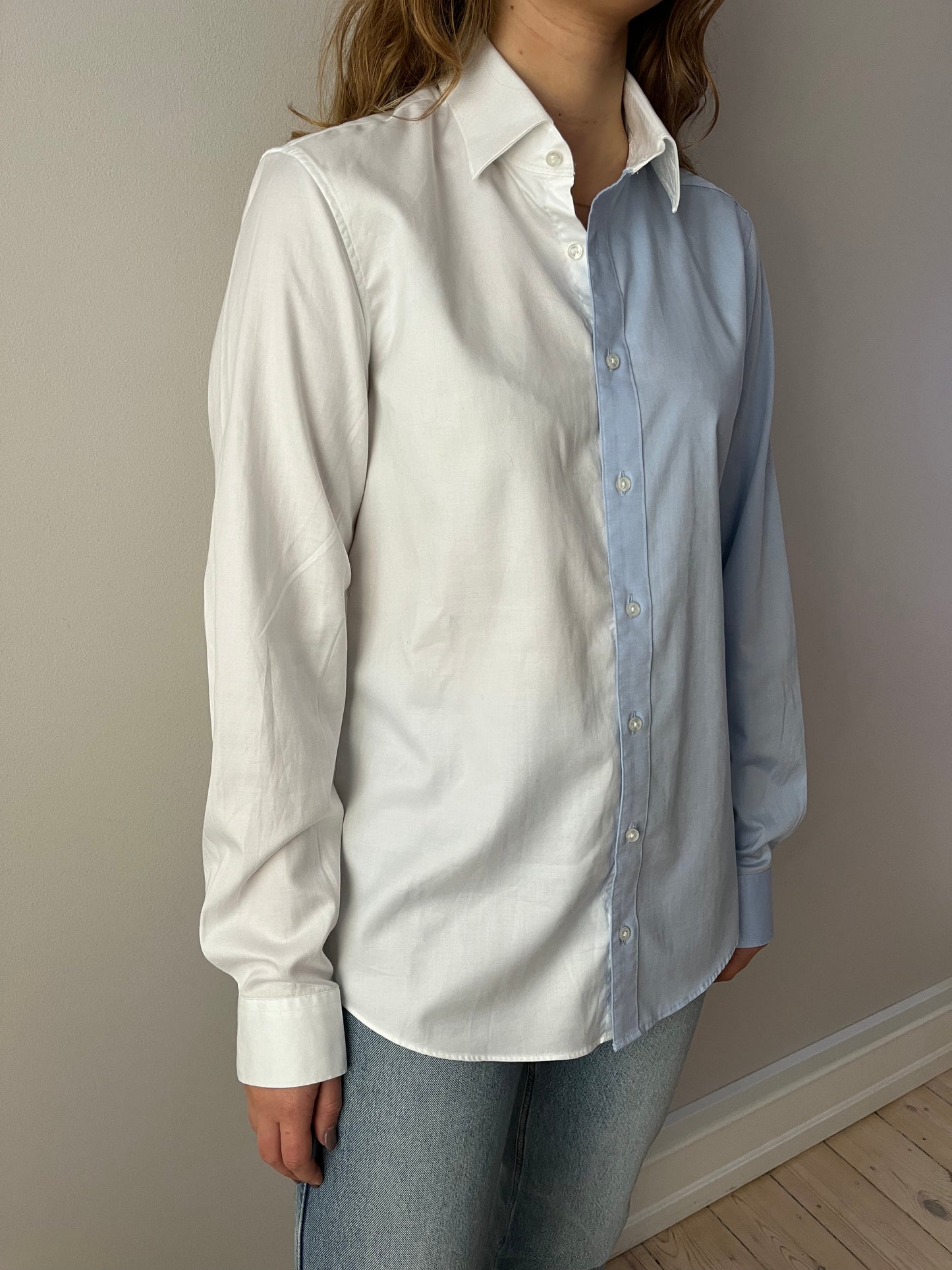 White & Blue Contrasted Shirt