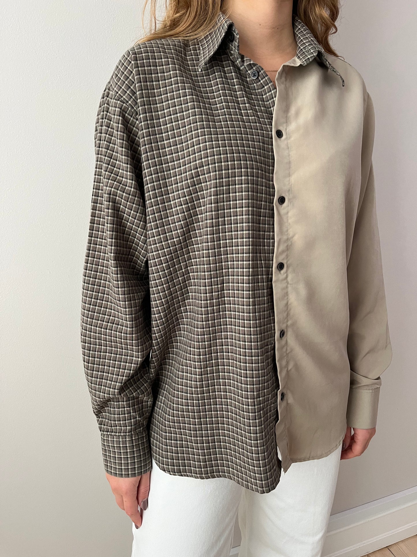 Beige & Brown Checkered Shirt