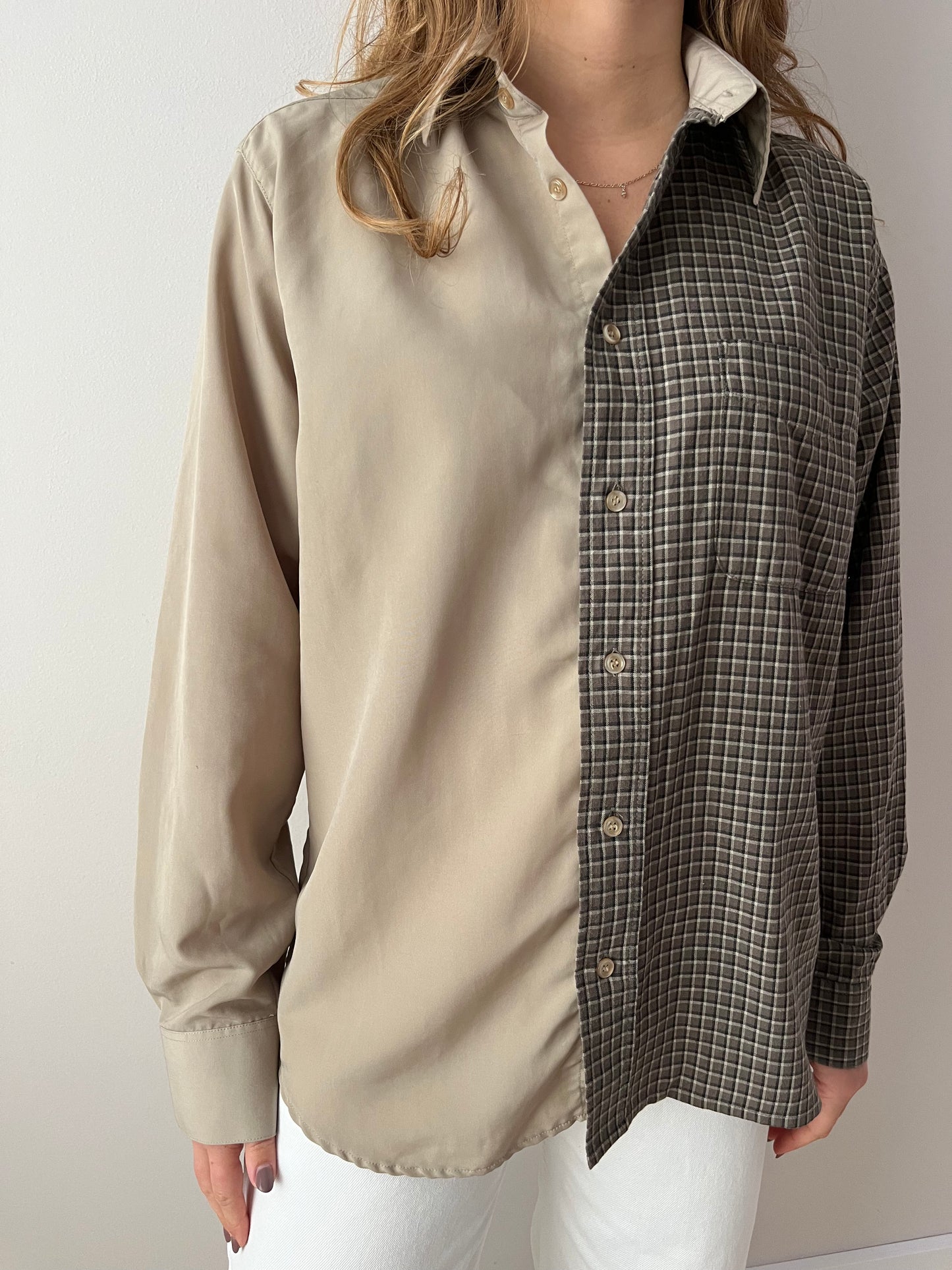 Beige & Brown Checkered Shirt