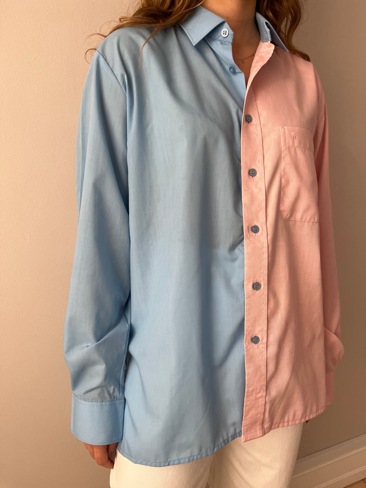 Pink & Blue Contrasted Shirt