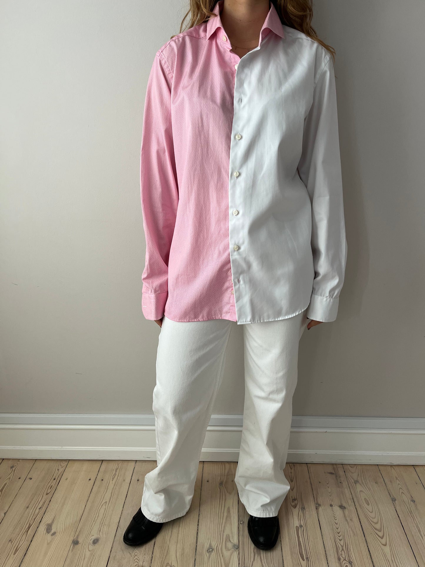 White & Pink Contrasted Shirt