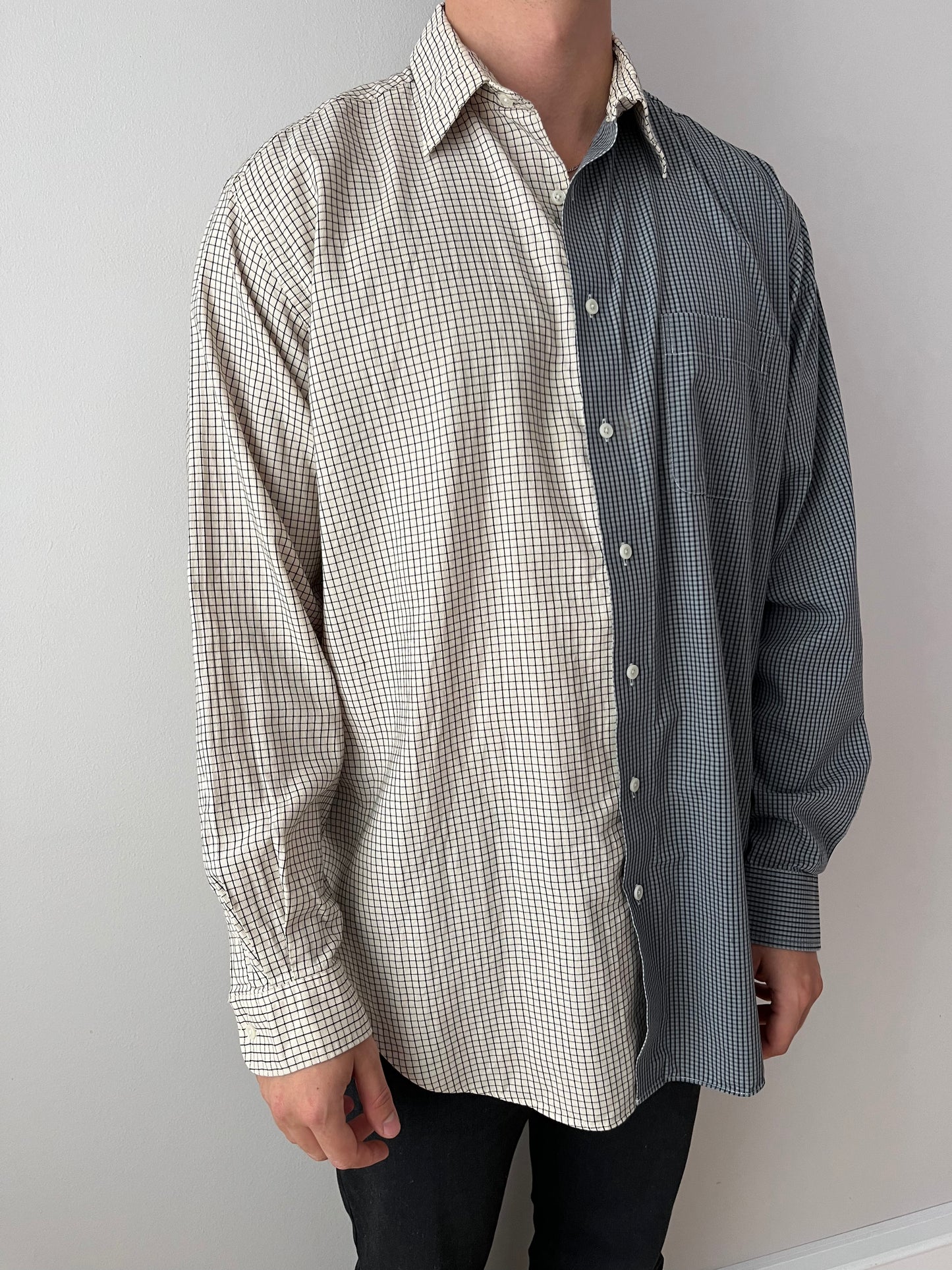 Beige & Grey Checkered Shirt