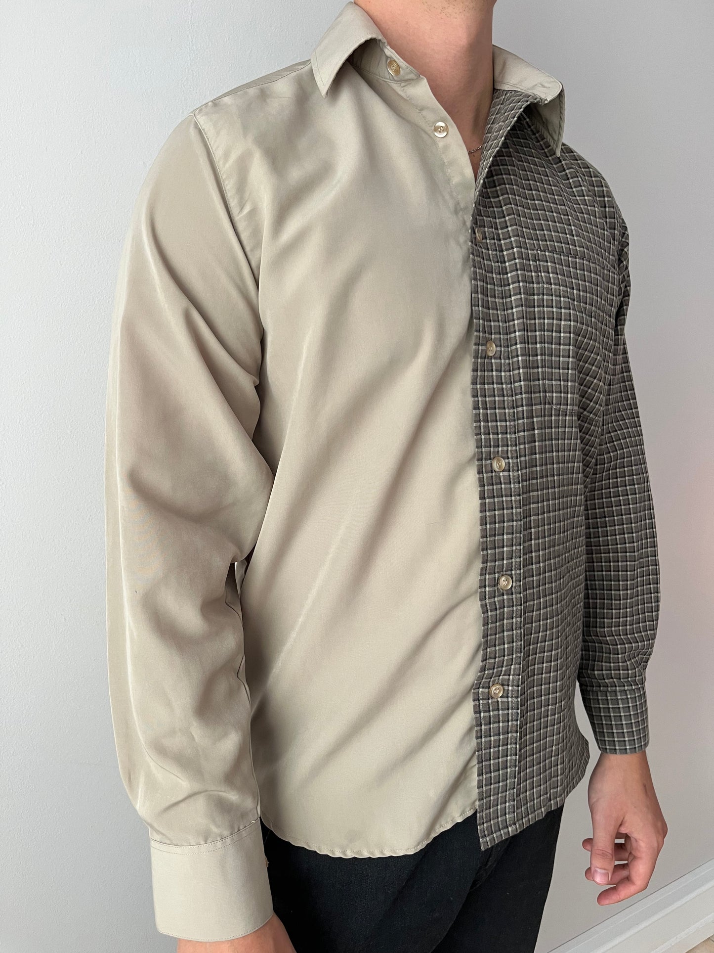 Beige & Brown Checkered Shirt