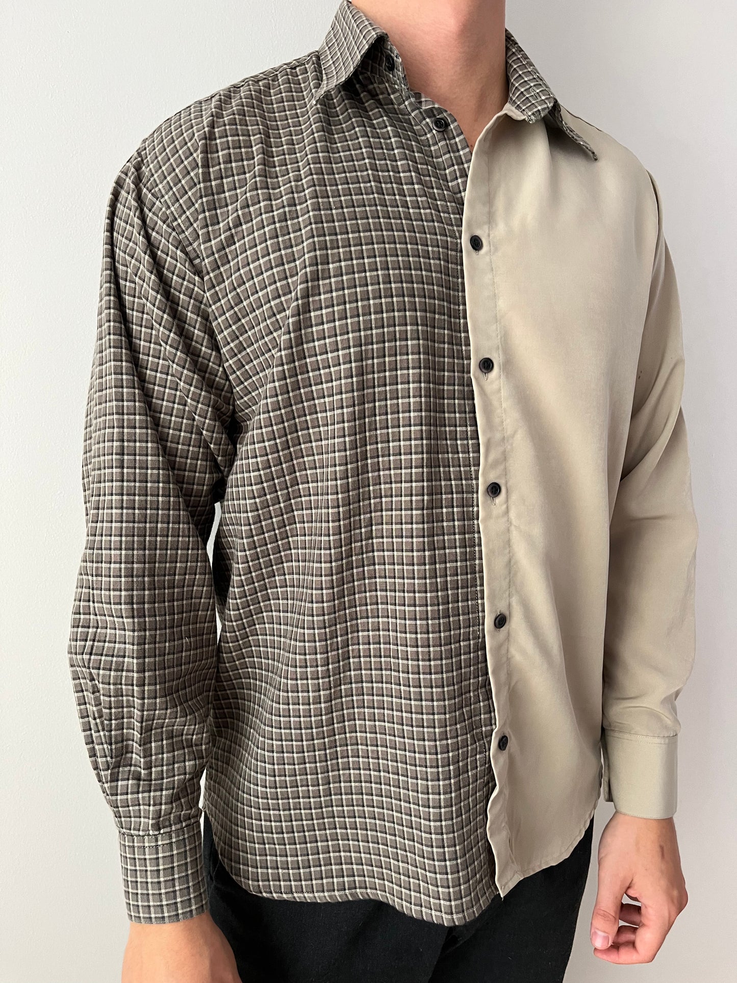 Beige & Brown Checkered Shirt