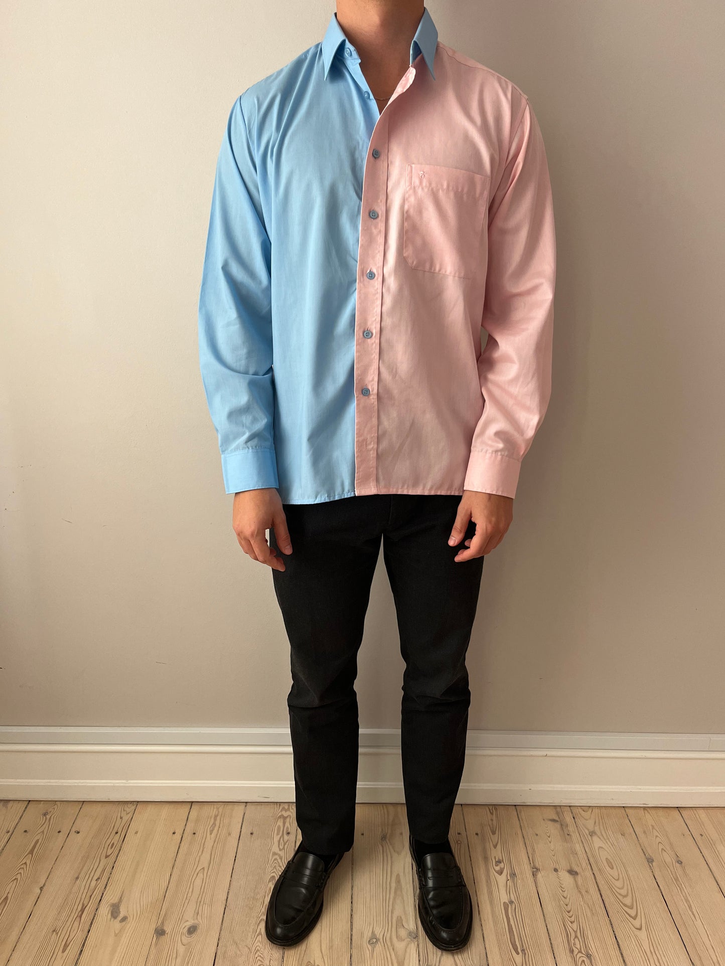 Pink & Blue Contrasted Shirt