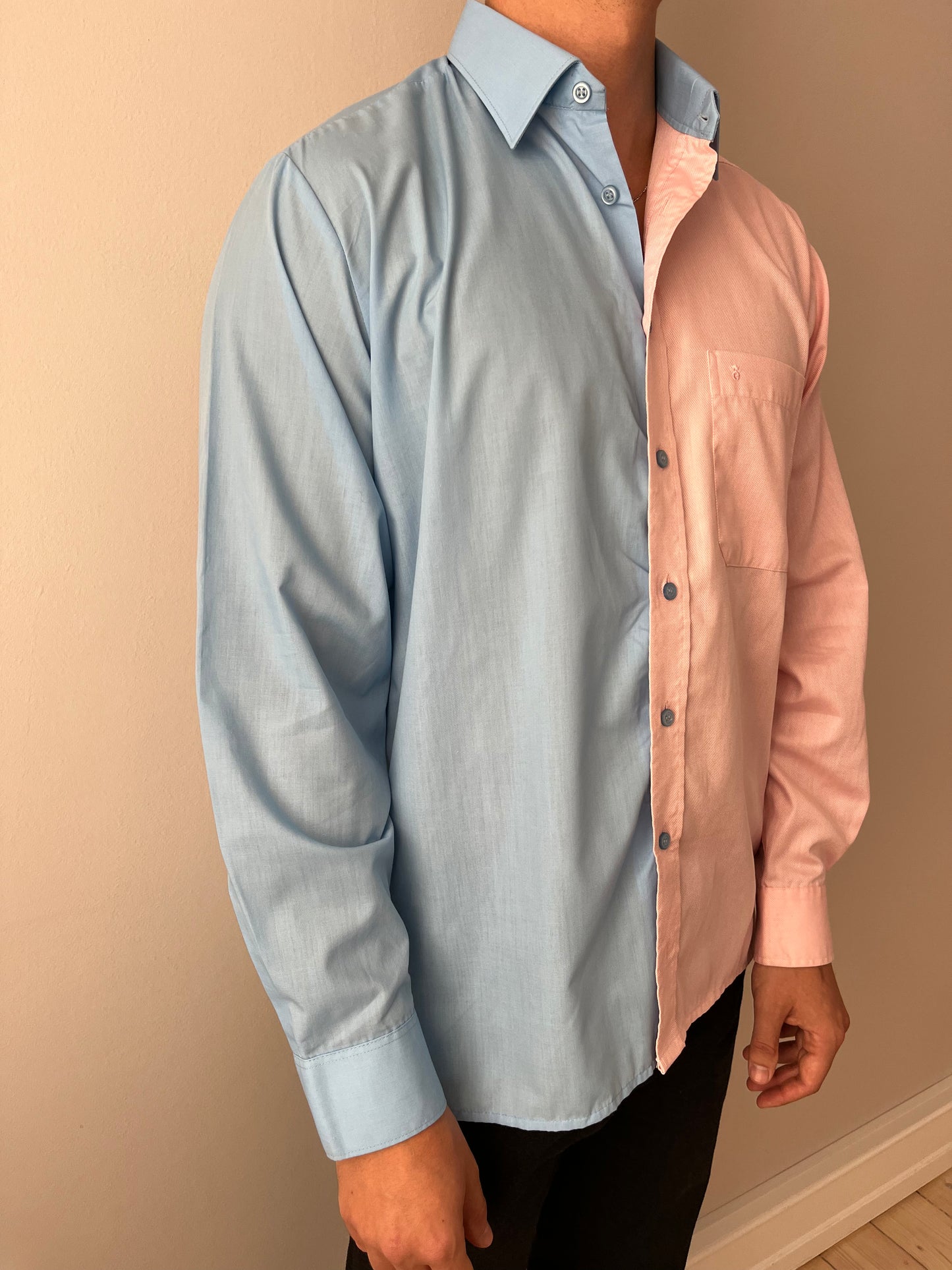 Pink & Blue Contrasted Shirt